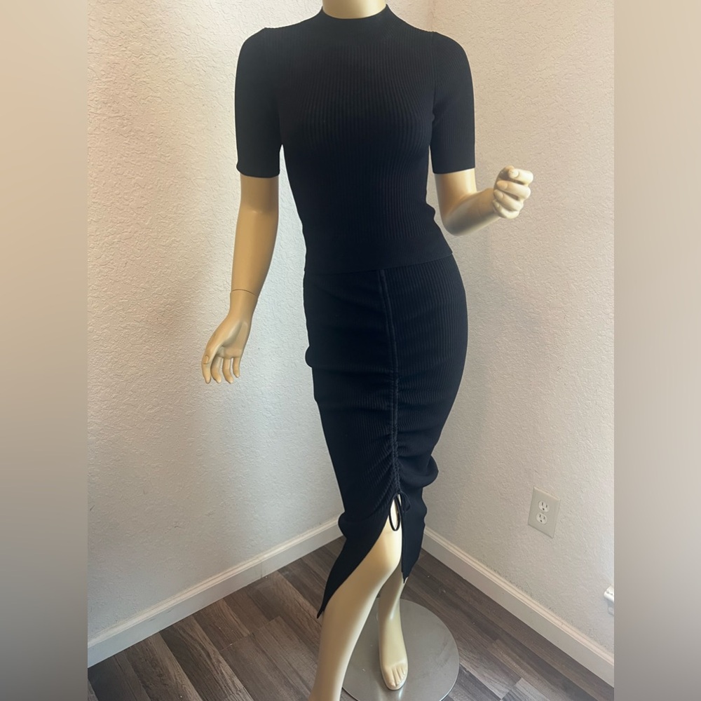 NWT St. Cloud Two Tone Cropped Knit Tee (S) & Matching Gathered Knit Skirt (XS)